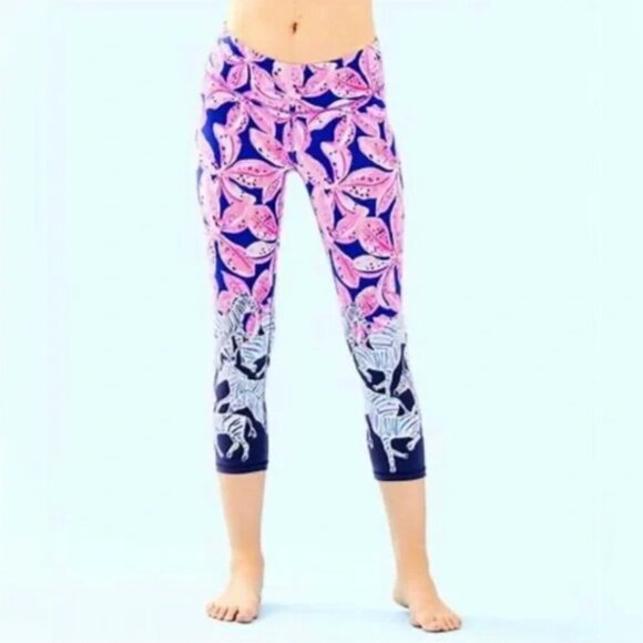 LILLY PULITZER Luxletic 21" Jolena Weekender Cropped Leggings, Royal Purple,L - Picture 2 of 9